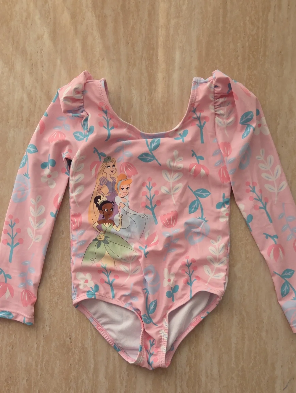 Disney Pink Floral Princess Long-Sleeve One-Piece